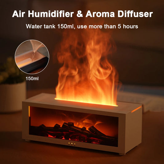 Umidificador de Ar Chama LED Cooskr – Aromaterapia, Relaxamento e Design Sofisticado