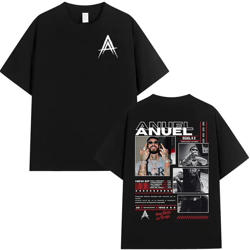 Camiseta Anuel AA 2025 – Estilo Hip Hop Retrô em Algodão Premium