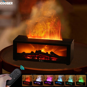 Umidificador de Ar Chama LED Cooskr – Aromaterapia, Relaxamento e Design Sofisticado